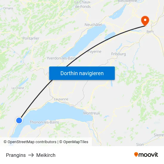 Prangins to Meikirch map