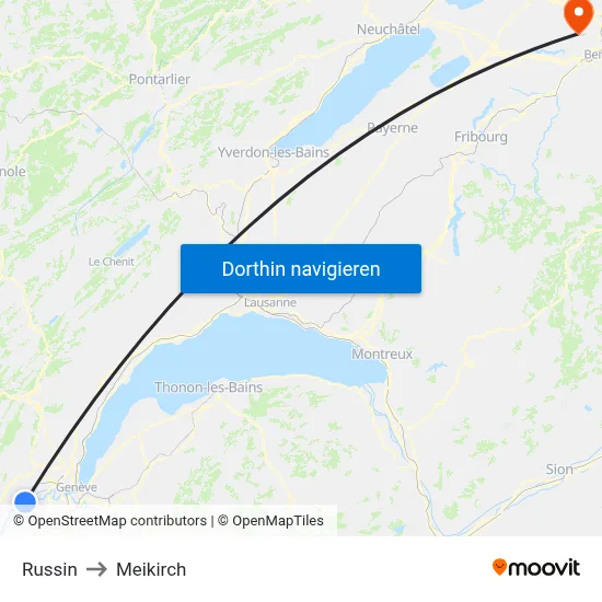 Russin to Meikirch map