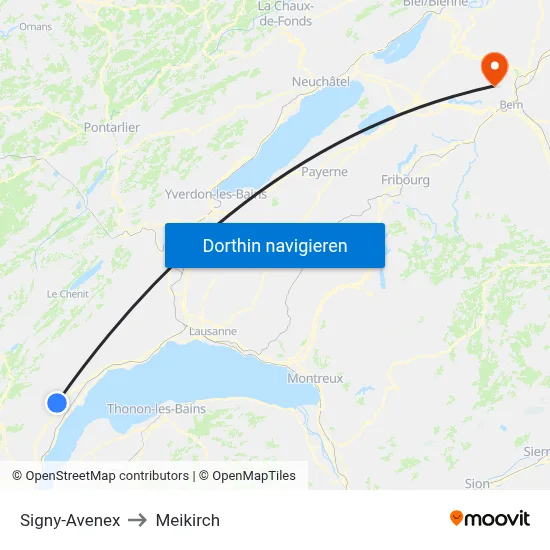 Signy-Avenex to Meikirch map