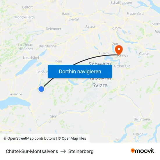 Châtel-Sur-Montsalvens to Steinerberg map