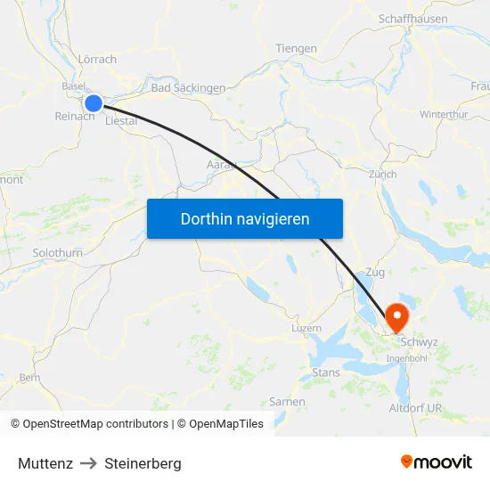 Muttenz to Steinerberg map