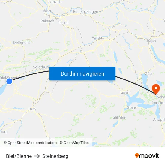 Biel/Bienne to Steinerberg map