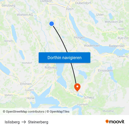 Islisberg to Steinerberg map