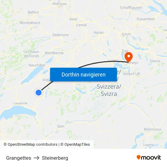 Grangettes to Steinerberg map