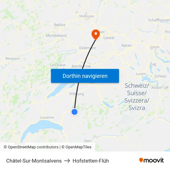 Châtel-Sur-Montsalvens to Hofstetten-Flüh map