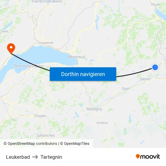 Leukerbad to Tartegnin map