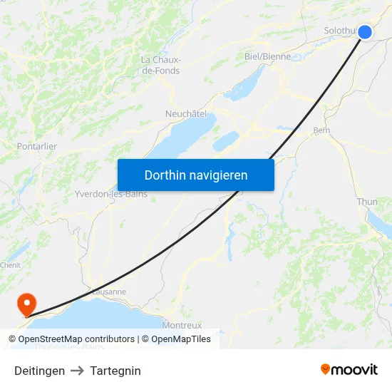 Deitingen to Tartegnin map
