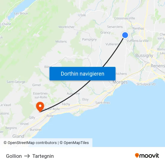 Gollion to Tartegnin map