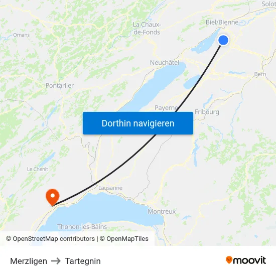 Merzligen to Tartegnin map