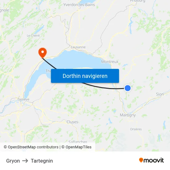 Gryon to Tartegnin map