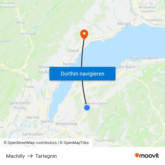 Machilly to Tartegnin map