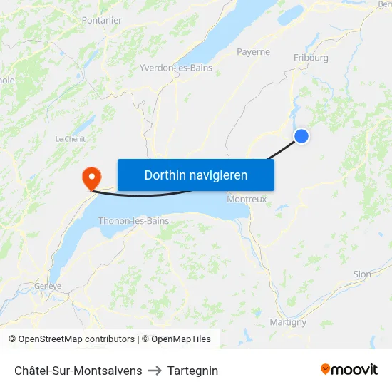 Châtel-Sur-Montsalvens to Tartegnin map