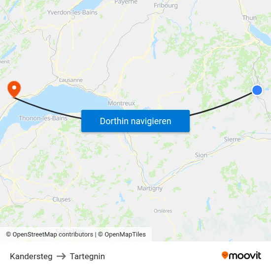 Kandersteg to Tartegnin map