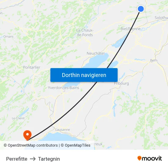 Perrefitte to Tartegnin map