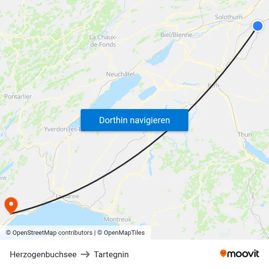 Herzogenbuchsee to Tartegnin map