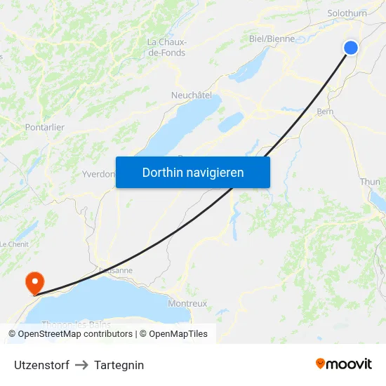 Utzenstorf to Tartegnin map