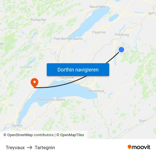Treyvaux to Tartegnin map