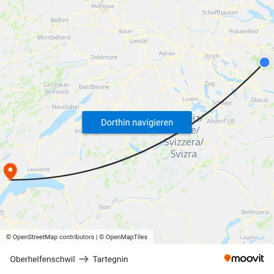 Oberhelfenschwil to Tartegnin map