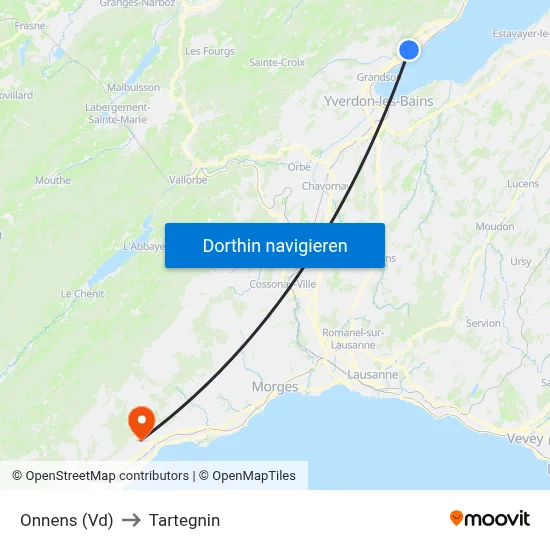 Onnens (Vd) to Tartegnin map