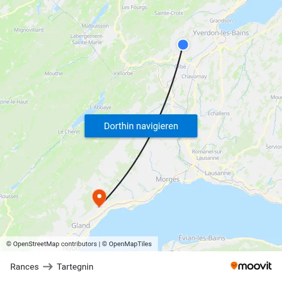 Rances to Tartegnin map