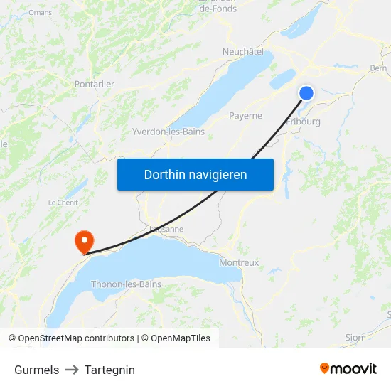 Gurmels to Tartegnin map