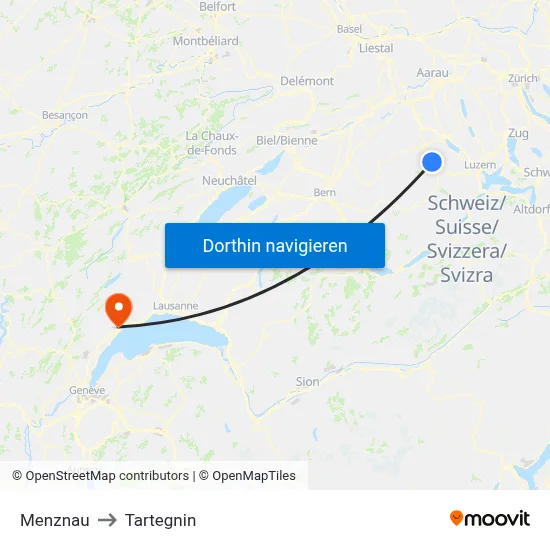 Menznau to Tartegnin map