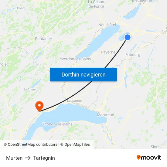Murten to Tartegnin map