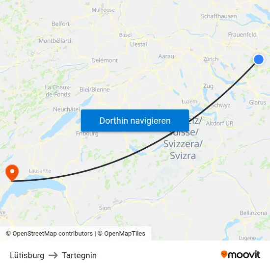 Lütisburg to Tartegnin map