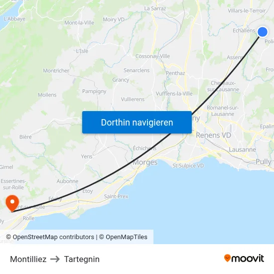 Montilliez to Tartegnin map
