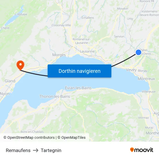Remaufens to Tartegnin map