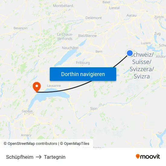 Schüpfheim to Tartegnin map