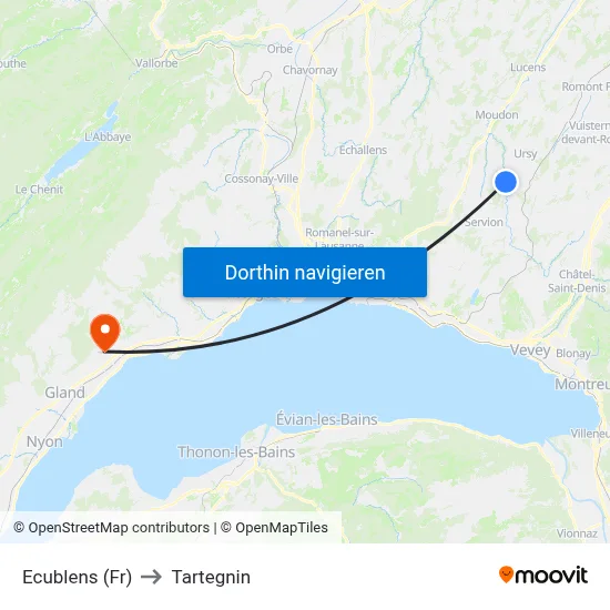Ecublens (Fr) to Tartegnin map