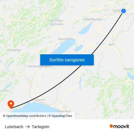 Luterbach to Tartegnin map