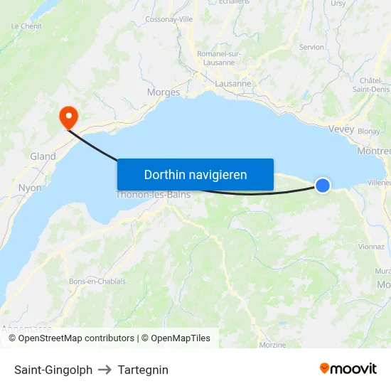 Saint-Gingolph to Tartegnin map