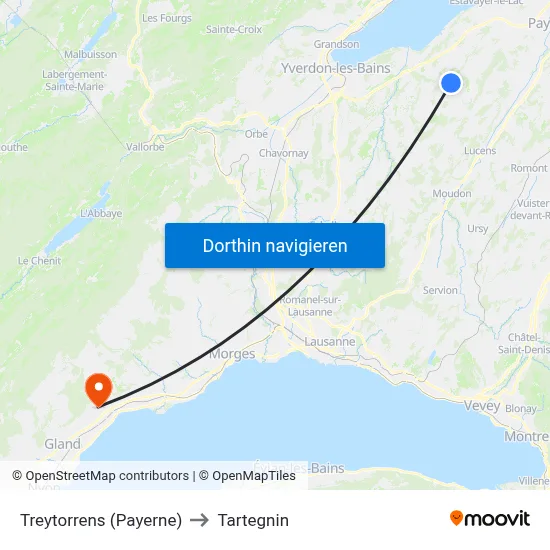 Treytorrens (Payerne) to Tartegnin map