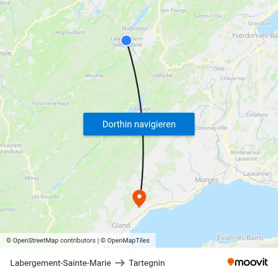 Labergement-Sainte-Marie to Tartegnin map
