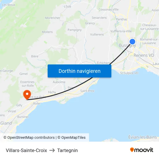 Villars-Sainte-Croix to Tartegnin map