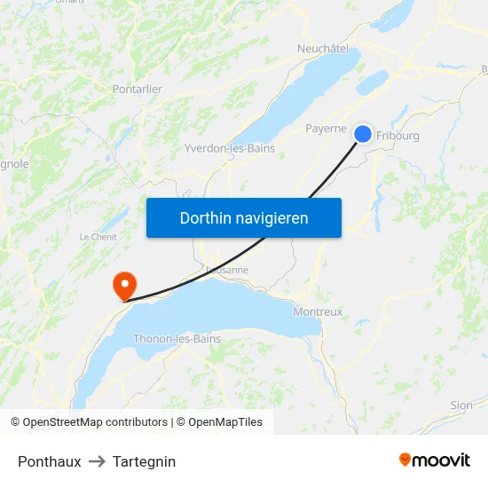 Ponthaux to Tartegnin map