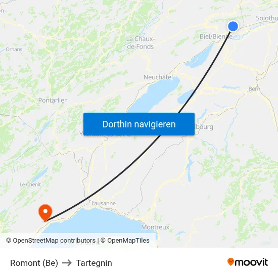 Romont (Be) to Tartegnin map