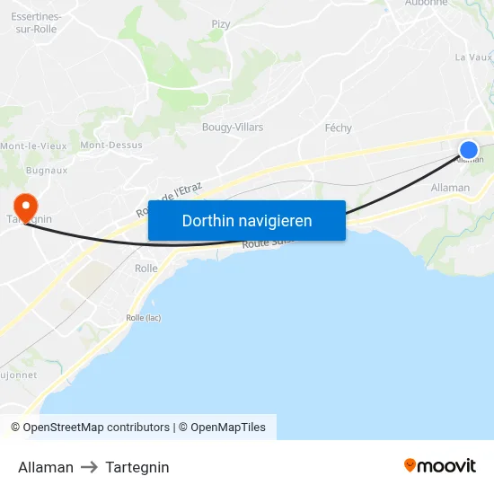 Allaman to Tartegnin map
