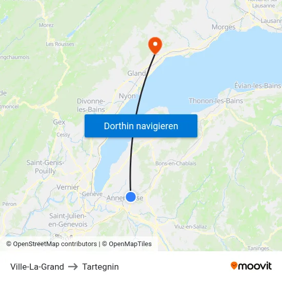 Ville-La-Grand to Tartegnin map
