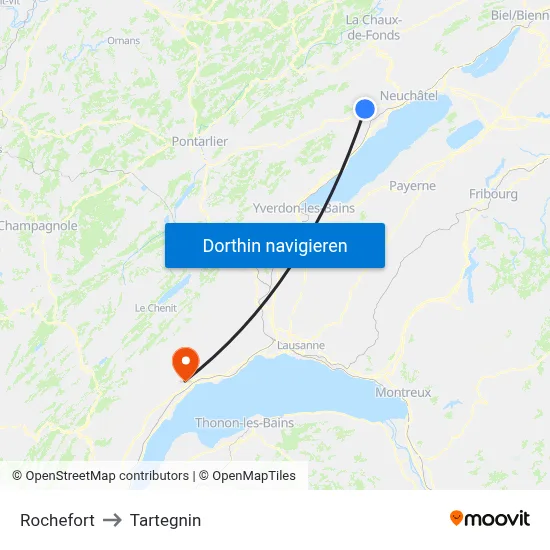 Rochefort to Tartegnin map