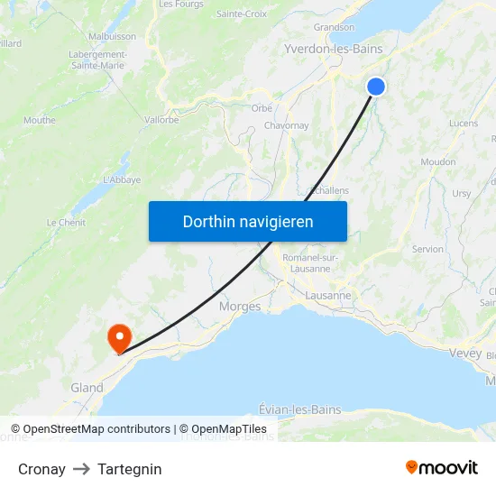 Cronay to Tartegnin map