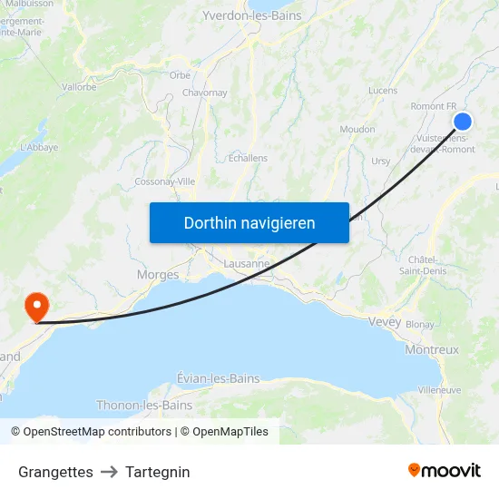 Grangettes to Tartegnin map