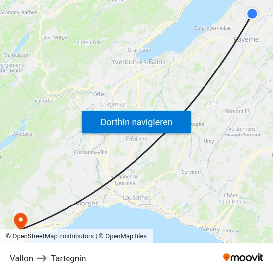 Vallon to Tartegnin map