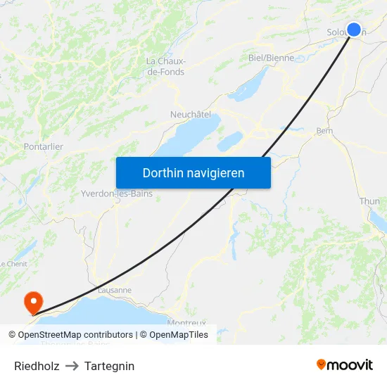 Riedholz to Tartegnin map