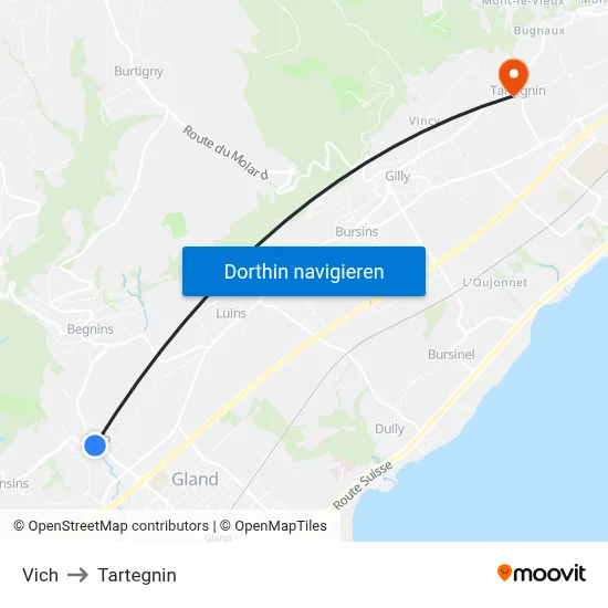 Vich to Tartegnin map