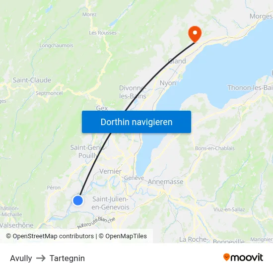 Avully to Tartegnin map