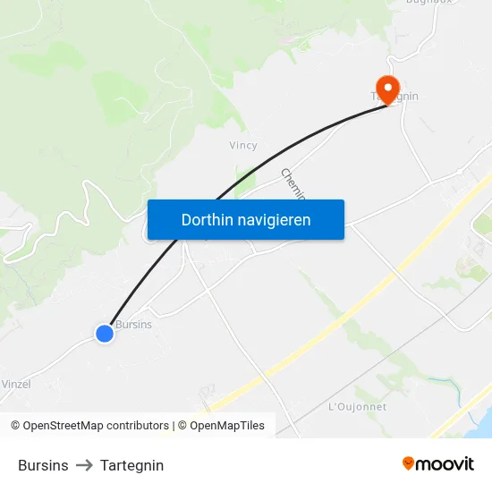 Bursins to Tartegnin map