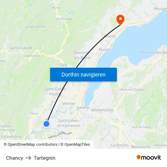 Chancy to Tartegnin map